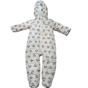 Disney Minnie Mouse Puffer Snowsuit with Hood Ears Babay Winter Beige 24 Mo